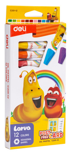 Масляная пастель Deli Larva EC201-12 шестигранные 12цв. картон.кор.