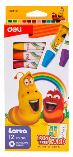 Масляная пастель Deli Larva EC201-12 шестигранные 12цв. картон.кор.