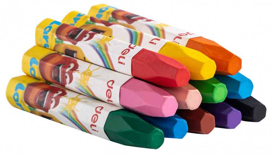 Масляная пастель Deli Larva EC201-12 шестигранные 12цв. картон.кор.