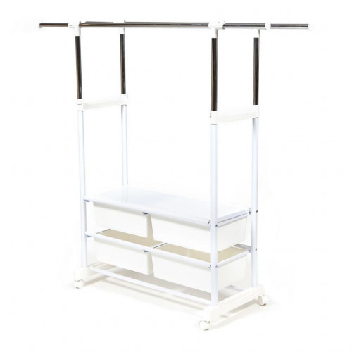 Вешалка NY-3297, металл, 76-130*43*109-165см, хром/белый