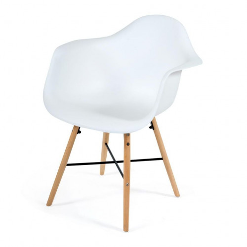 Кресло CINDY (EAMES) (mod. 919) / 1 шт. в упаковке, дерево береза/металл/сиденье пластик, 60*62*79см, белый/white with natural legs