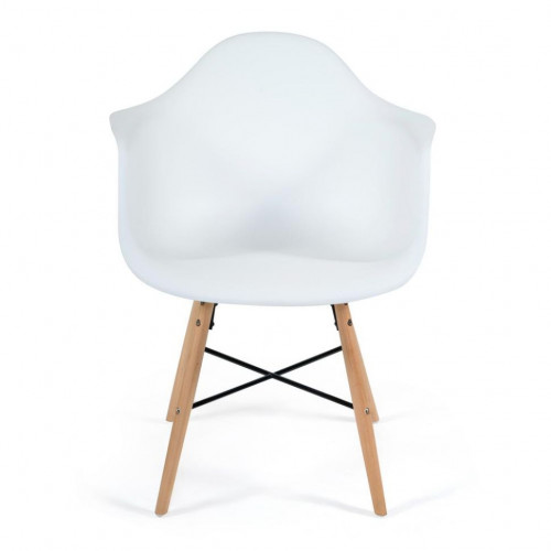 Кресло CINDY (EAMES) (mod. 919) / 1 шт. в упаковке, дерево береза/металл/сиденье пластик, 60*62*79см, белый/white with natural legs