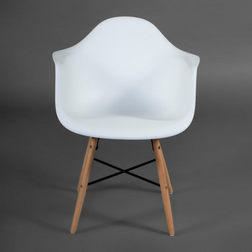 Кресло CINDY (EAMES) (mod. 919) / 1 шт. в упаковке, дерево береза/металл/сиденье пластик, 60*62*79см, белый/white with natural legs