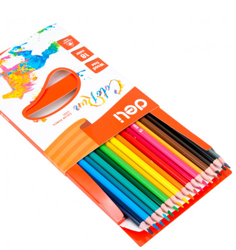 Карандаши цв. Deli EC00110 ColoRun трехгран. пластик 18цв. коробка/европод. (18шт)