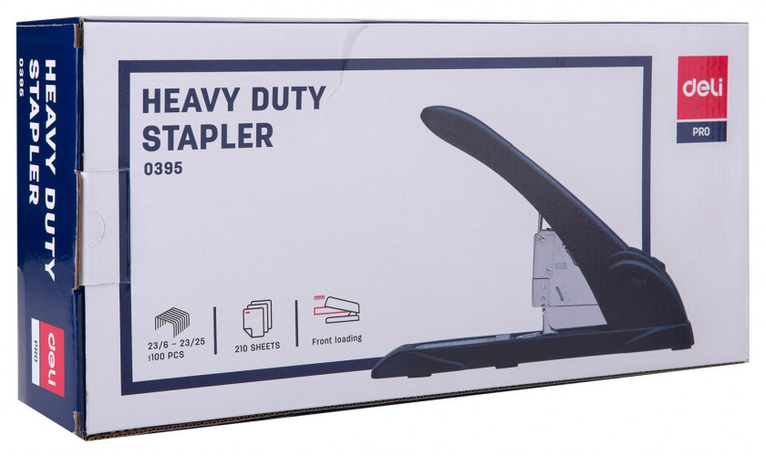 Степлер мощный Deli E0395 23/6 23/8 23/10 23/13 23/15 23/17 23/20 23/23 (210листов) ассорти 100скоб коробка