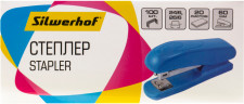 Степлер Silwerhof 24/6 26/6 (20листов) синий 100скоб пластик закрытый/открытый
