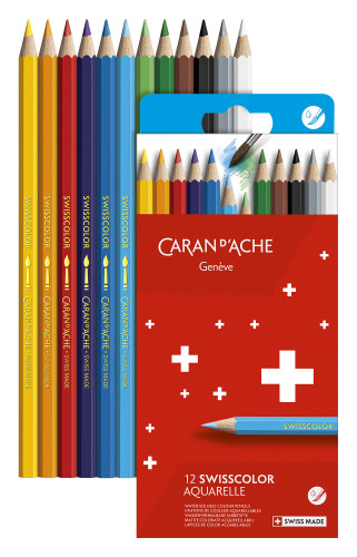 Карандаши цв. Carandache 1285.812 Swisscolor акварель. шестигран. дерево коробка/европод. (12шт)