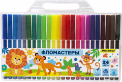 Фломастеры Silwerhof Веселые друзья 7.5мм 125мм Вентилируемый 24цв. пакет с европодвесом