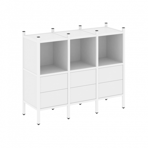 Loft Прямой стеллаж наборный VR.L-07 Белый бриллиант/Белый металл 1278*446*1047