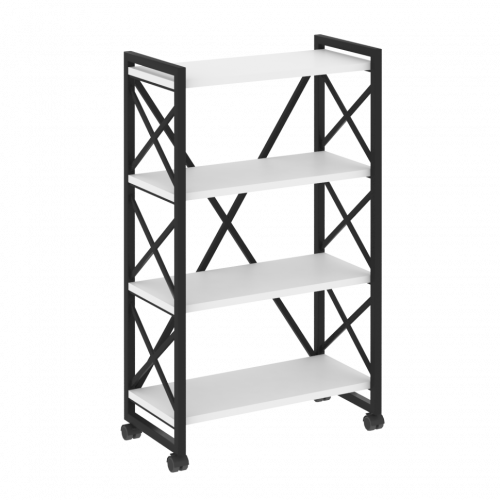 Loft Стеллаж на колесных опорах-4 полки VR.L-MST.K-4.8 Белый бриллиант/Чёрный металл 800*400*1334