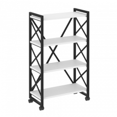 Loft Стеллаж на колесных опорах-4 полки VR.L-MST.K-4.8 Белый бриллиант/Чёрный металл 800*400*1334