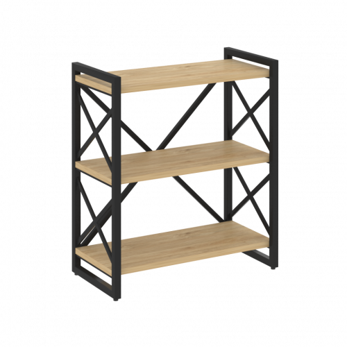 Loft Стеллаж на регулируемых опорах-3 полки VR.L-MST.O-3.8 Тиквуд светлый/Чёрный металл 800*400*910