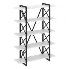 Loft Стеллаж на регулируемых опорах-5 полок VR.L-MST.O-5.8V Белый бриллиант/Чёрный металл 1200*400*1650