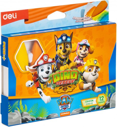 Мелки пластик. Deli Paw Patrol EC202-12 12цв. картон.кор./европод.