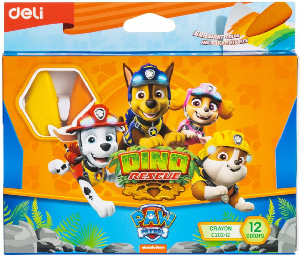 Мелки пластик. Deli Paw Patrol EC202-12 12цв. картон.кор./европод.