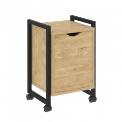 Loft Тумба на колесных опорах с распашным фасадом VR.L-T2.K Тиквуд светлый/Чёрный металл 500*460*767