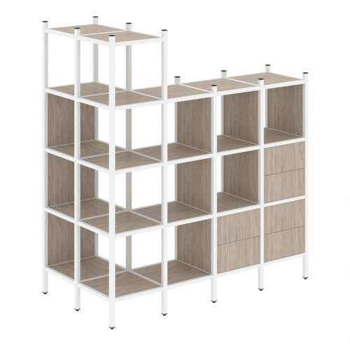 Loft Угловой внешний стеллаж наборный VR.L-57 Дуб аттик/Белый металл 862*1694*1869