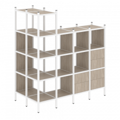 Loft Угловой внешний стеллаж наборный VR.L-57 Дуб аттик/Белый металл 862*1694*1869