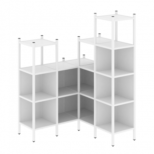 Loft Угловой внутренний стеллаж наборный VR.L-39 Белый бриллиант/Белый металл 1278*1278*1869