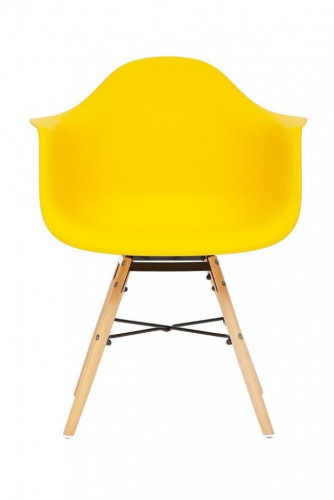 Кресло CINDY (EAMES) (mod. 919) / 1 шт. в упаковке, дерево береза/металл/сиденье пластик, 60*62*79см, желтый/yellow with natural legs