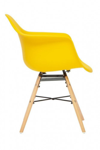 Кресло CINDY (EAMES) (mod. 919) / 1 шт. в упаковке, дерево береза/металл/сиденье пластик, 60*62*79см, желтый/yellow with natural legs
