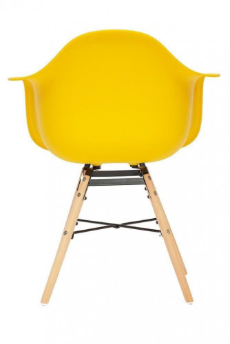 Кресло CINDY (EAMES) (mod. 919) / 1 шт. в упаковке, дерево береза/металл/сиденье пластик, 60*62*79см, желтый/yellow with natural legs