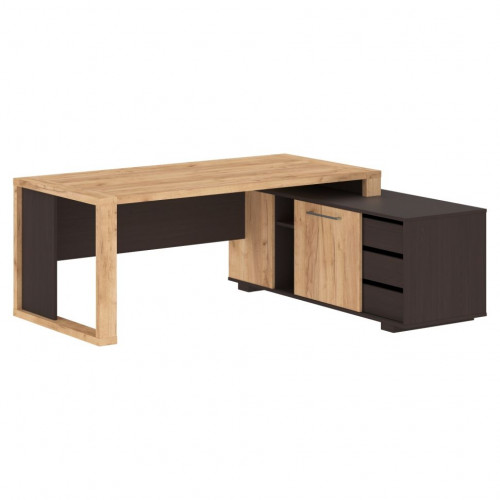 Стол руководителя с тумбой  ACT 1916(R) Дуб Бофорд/Венге Магия 1950х1600х750 ALTO