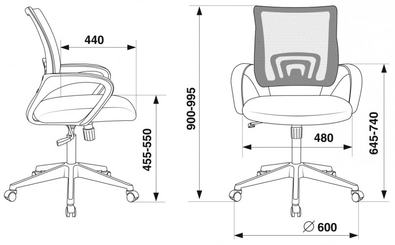Кресло Бюрократ CH-695N красный TW-35N сиденье черный TW-11 сетка/ткань крестов. пластик