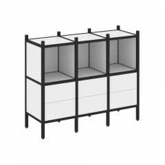 Loft Прямой стеллаж наборный VR.L-07 Белый бриллиант/Чёрный металл 1278*446*1047