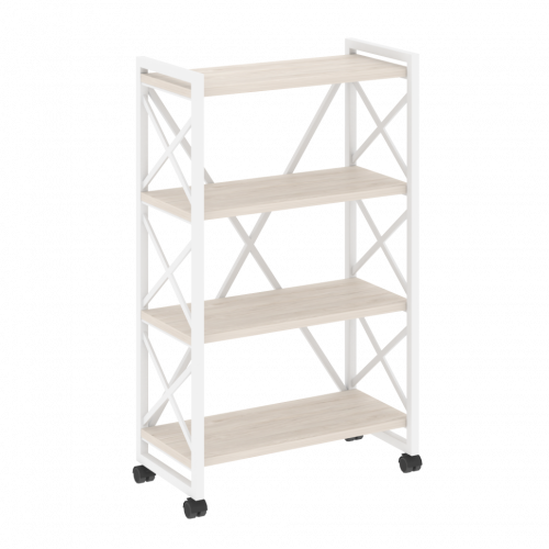 Loft Стеллаж на колесных опорах-4 полки VR.L-MST.K-4.8 Денвер светлый/Белый металл 800*400*1334