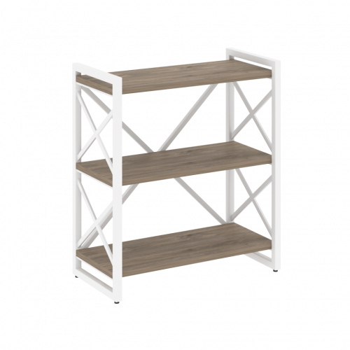 Loft Стеллаж на регулируемых опорах-3 полки VR.L-MST.O-3.8 Тиквуд тёмный/Белый металл 800*400*910