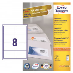 Этикетки Avery Zweckform 3660 A4 97x67.7мм 8шт на листе/70г/м2/100л./белый матовое самоклей. универсальная