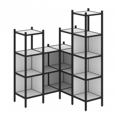 Loft Угловой внутренний стеллаж наборный VR.L-39 Белый бриллиант/Чёрный металл 1278*1278*1869