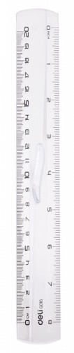 Линейка Deli EG01612 пластик дл.20см прозрачный с держателем европодвес