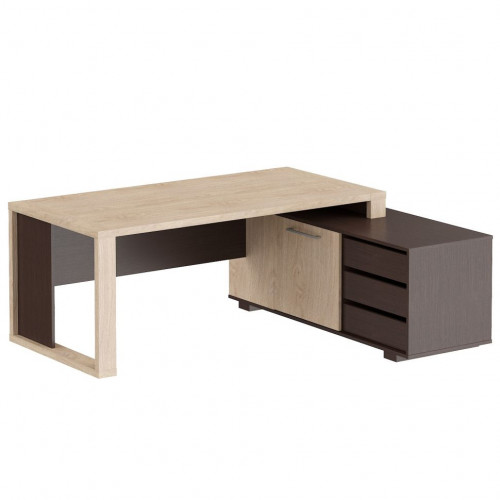 Стол руководителя с тумбой  ACT 1916(R) Дуб Девон/Венге Магия 1950х1600х750 ALTO