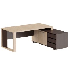 Стол руководителя с тумбой  ACT 1916(R) Дуб Девон/Венге Магия 1950х1600х750 ALTO