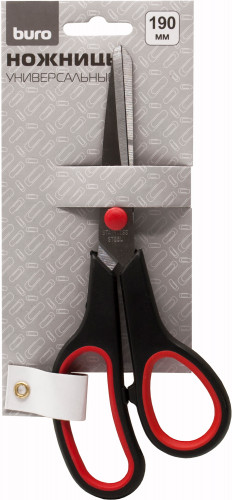 Ножницы Buro Ergo универсальные 190мм ручки с резиновой вставкой асим. черный/красный