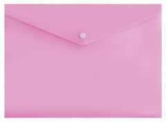 Конверт на кнопке Бюрократ Pastel -PKPAST/PINK A4 пластик 0.18мм розовый