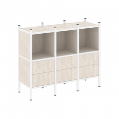 Loft Прямой стеллаж наборный VR.L-07 Денвер светлый/Белый металл 1278*446*1047