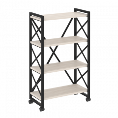 Loft Стеллаж на колесных опорах-4 полки VR.L-MST.K-4.8 Денвер светлый/Чёрный металл 800*400*1334