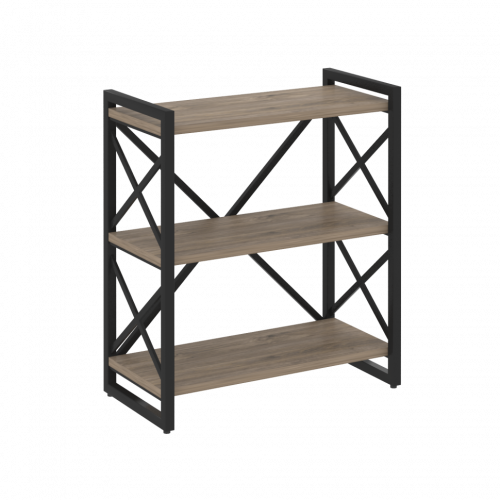 Loft Стеллаж на регулируемых опорах-3 полки VR.L-MST.O-3.8 Тиквуд тёмный/Чёрный металл 800*400*910