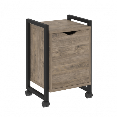 Loft Тумба на колесных опорах с распашным фасадом VR.L-T2.K Тиквуд тёмный/Чёрный металл 500*460*767