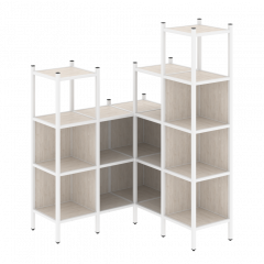 Loft Угловой внутренний стеллаж наборный VR.L-39 Денвер светлый/Белый металл 1278*1278*1869