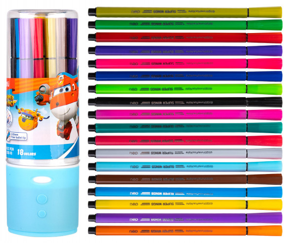 Фломастеры Deli EC150-18 Super Wings 18цв. пластиковая туба