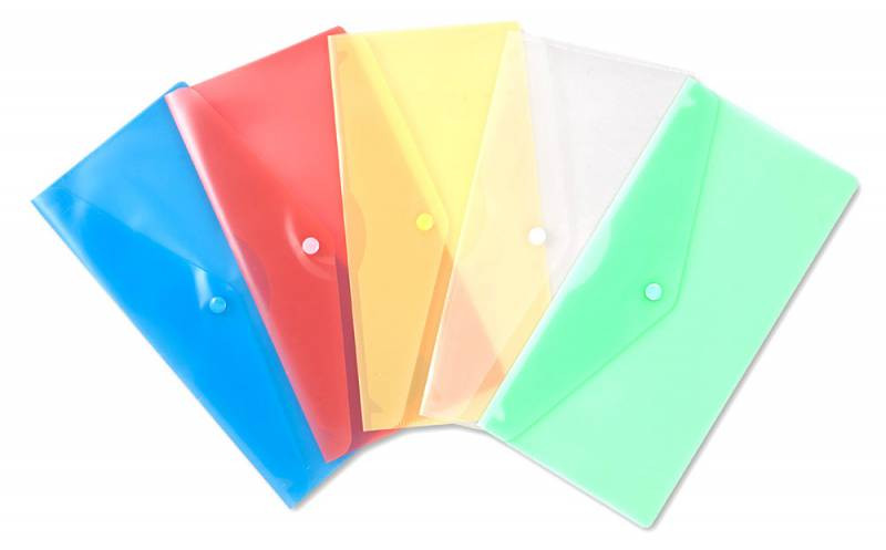 Конверт на кнопке Бюрократ -PK805AYEL пластик 0.18мм желтый TRAVEL формат