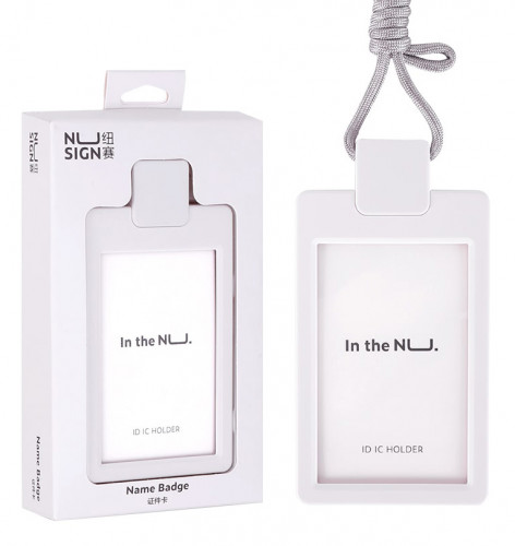 Бейдж Deli NS126WHITE Nusign 108х67мм вертикальный белый шнур