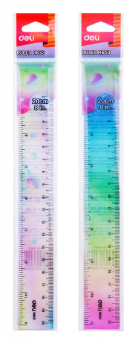 Линейка Deli EH653 пластик дл.20см ассорти