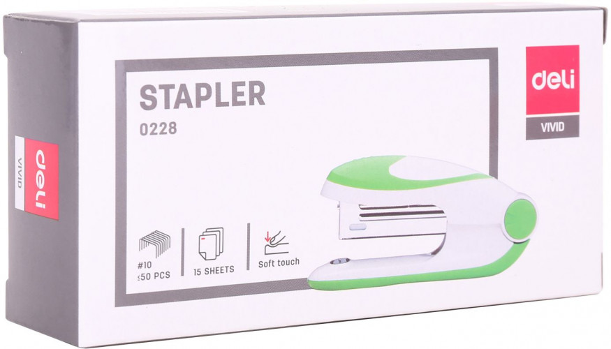 Степлер Deli E0228 Essential N10 (12листов) ассорти 50скоб коробка