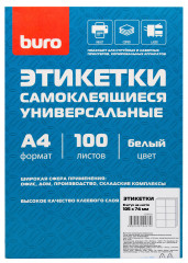 Этикетки Buro A4 105x74мм 8шт на листе/100л./белый матовое самоклей. универсальная