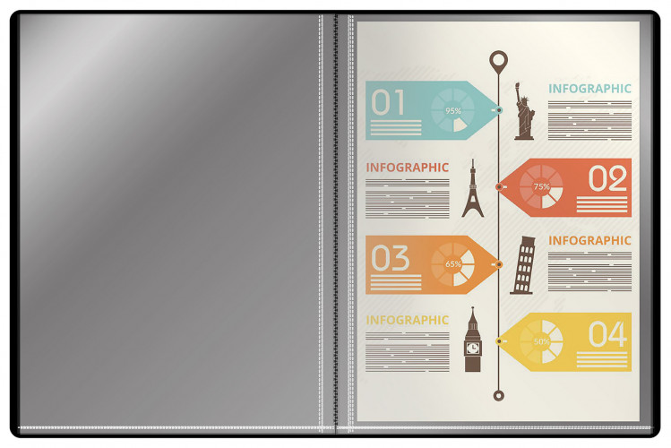 Папка с 40 прозр.вклад. Buro -ECB40BLACK A4 пластик 0.5мм черный